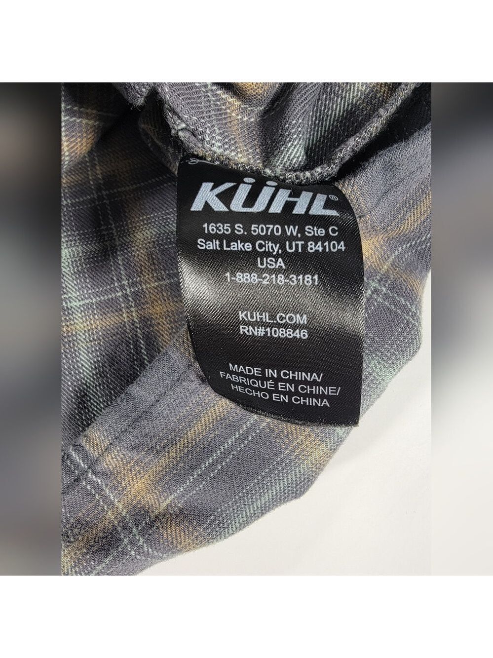 Kuhl Dillingr Flannel Shirt Men Medium Plaid Pockets Long Sleeve Gray Turquoise - Picture 5 of 13
